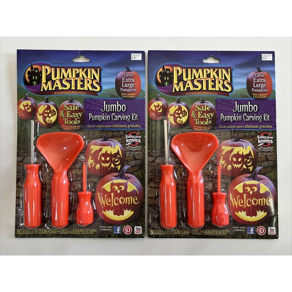 PUMPKIN MASTERS Jumbo Pumpkin Halloween carving kit Lot of 2 NEW